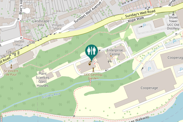 Map showing location of Sunday's Well Road Toilet