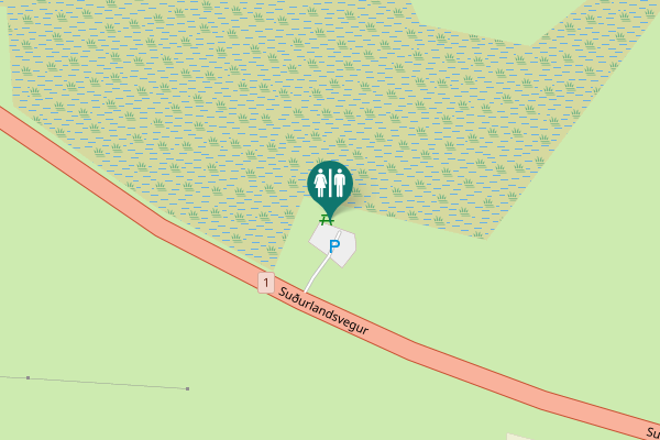 Map showing location of Suðurlandsvegur Toilet