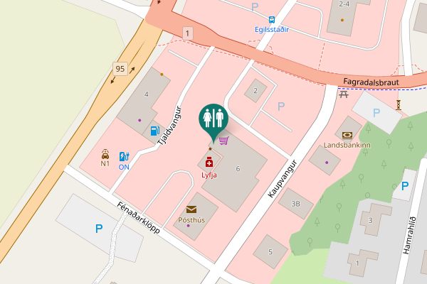 Map showing location of Kaupvangur 6 Toilet