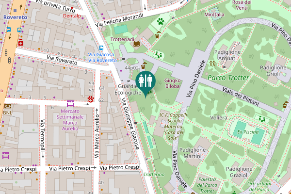 Map showing location of Milan Toilet