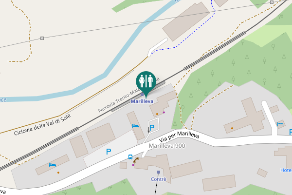 Map showing location of Ciclovia della Val di Sole Toilet