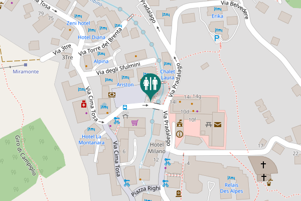 Map showing location of Piazza Brenta Alta Toilet