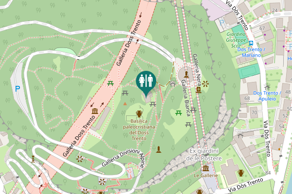 Map showing location of Galleria Doss Trento Toilet