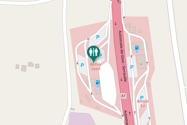Map showing location of Autostrada dei Giovi - Serravalle Toilet