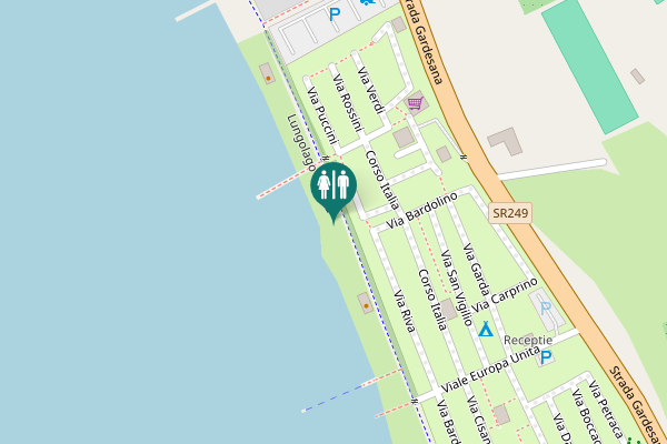 Map showing location of Lungolago Europa Toilet