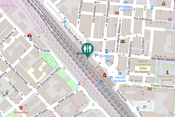 Map showing location of Via Duca degli Abruzzi Toilet