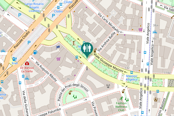 Map showing location of Viale Giuseppe Mazzini Toilet