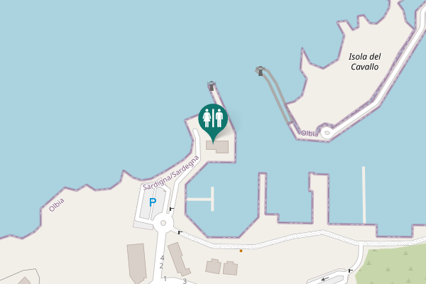 Map showing location of Olbia Toilet