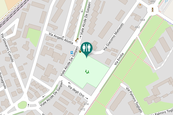 Map showing location of Via Giacomo Matteotti Toilet