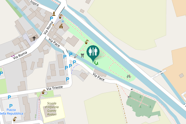 Map showing location of Via Pace Toilet