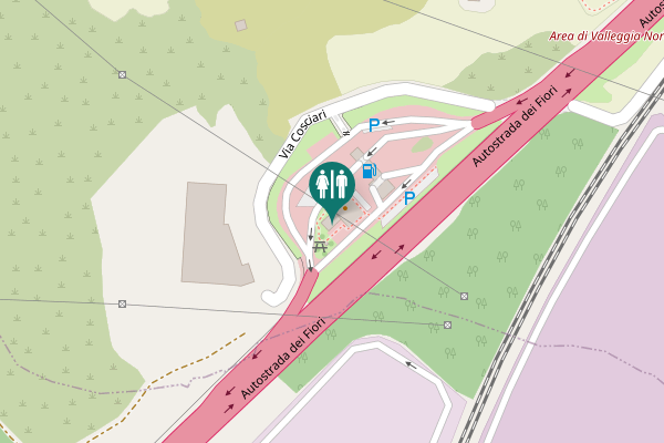 Map showing location of Autostrada dei Fiori Toilet