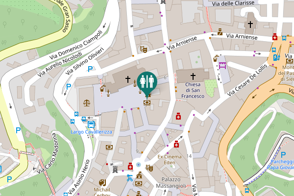 Map showing location of Piazza San Giustino Toilet