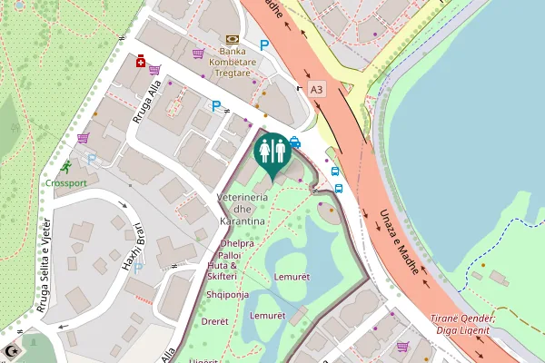 Map showing location of Farkë Toilet