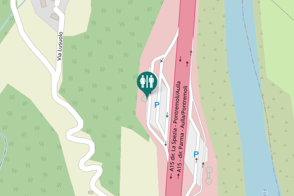 Map showing location of A15 dir. La Spezia - Pontremoli/Aulla Toilet