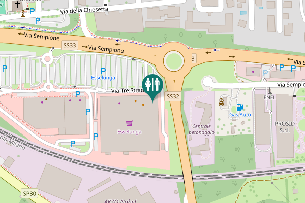 Map showing location of Via Tre Strade Toilet