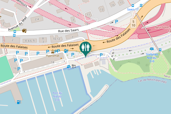 Map showing location of Neuchâtel Toilet