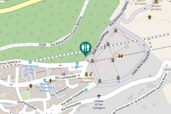 Map showing location of pay toilet