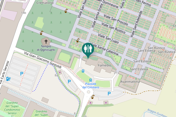 Map showing location of Bergamo Toilet