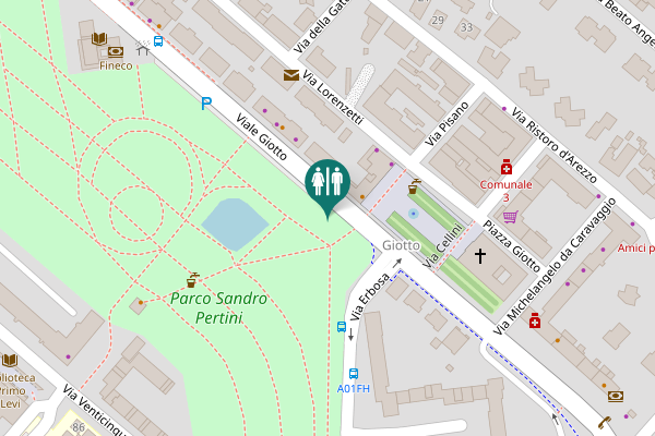 Map showing location of Viale Giotto Toilet