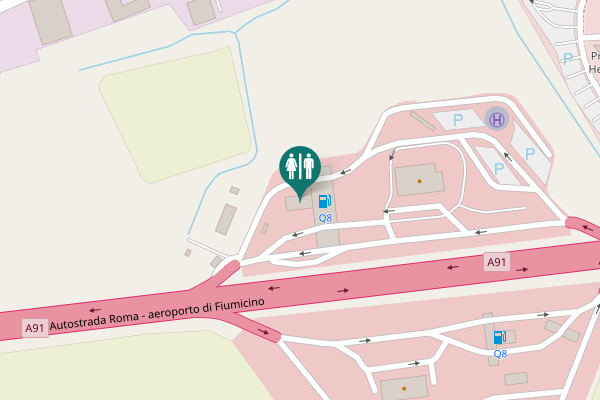 Map showing location of Autostrada Roma - aeroporto di Fiumicino Toilet