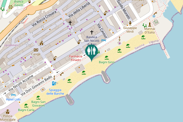 Map showing location of Bagni pubblici Campo Solare Estivo