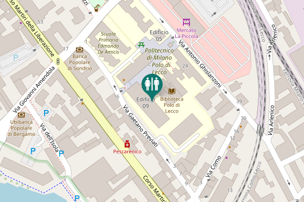 Map showing location of Lecco Toilet