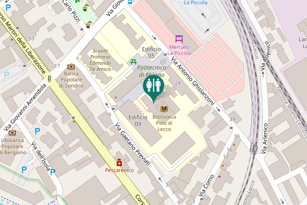 Map showing location of Lecco Toilet