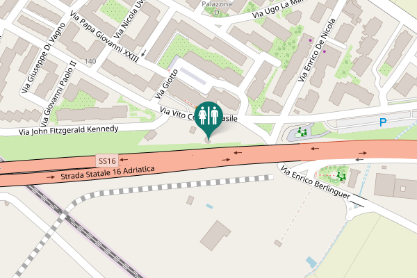 Map showing location of Strada Statale 16 Adriatica Toilet