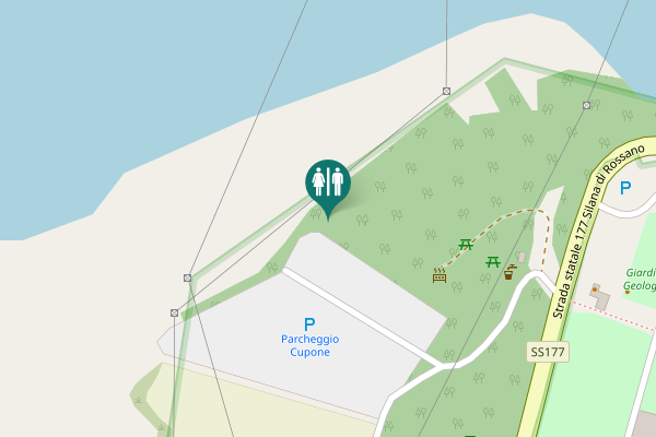 Map showing location of Strada statale 177 Silana di Rossano Toilet