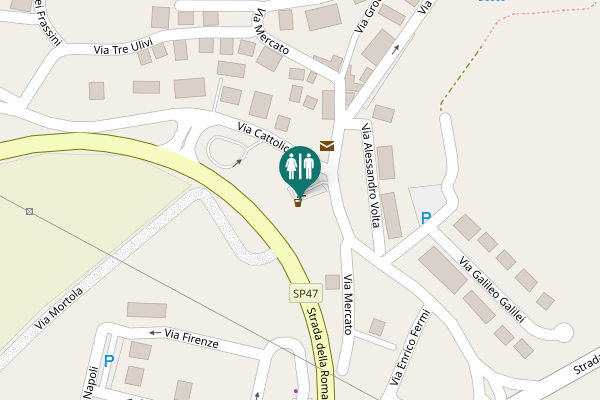 Map showing location of Via Cattolica Toilet