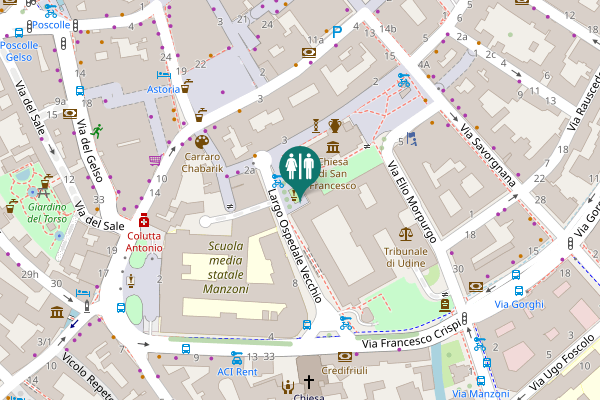 Map showing location of Largo Ospedale Vecchio Toilet