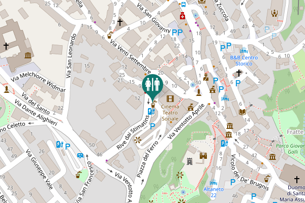 Map showing location of Piazza del Ferro Toilet