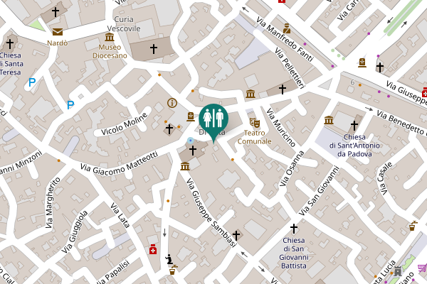 Map showing location of Via Rosario Toilet