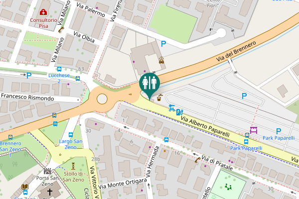 Map showing location of Via Alberto Paparelli Toilet