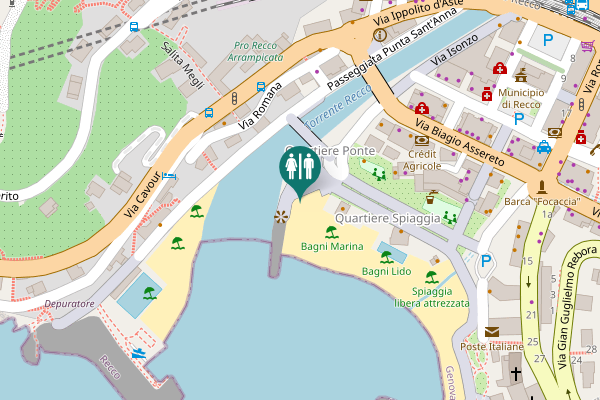 Map showing location of Lungomare Ammiraglio Bettolo Toilet