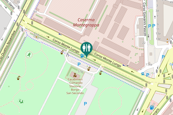 Map showing location of Corso Monte Lungo Toilet