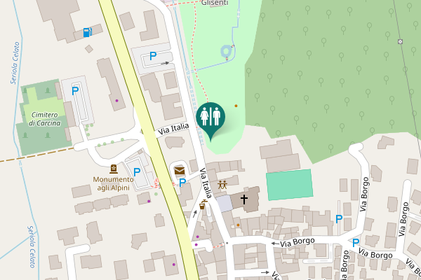 Map showing location of Via Italia Toilet