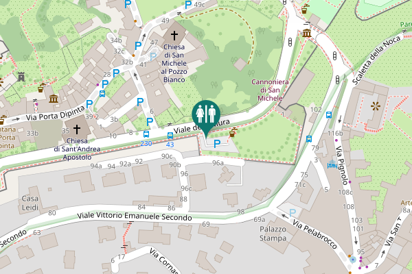 Map showing location of Viale delle Mura Toilet