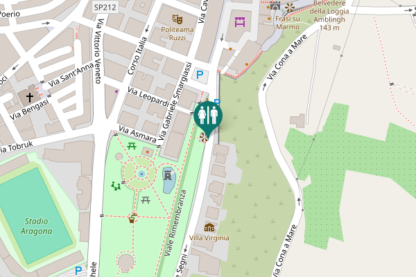 Map showing location of Via Tre Segni Toilet