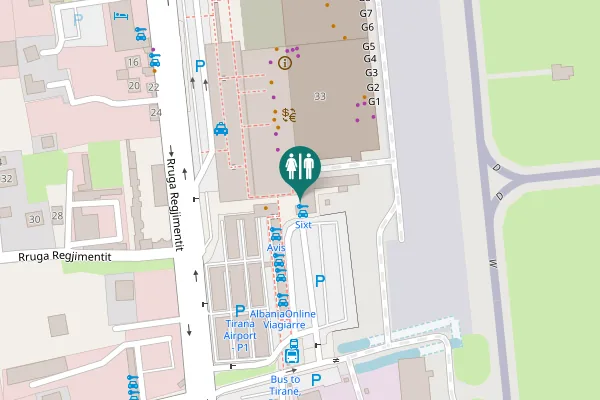 Map showing location of Rruga Regjimentit 33 Toilet