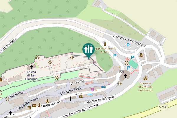 Map showing location of Via Roma Toilet