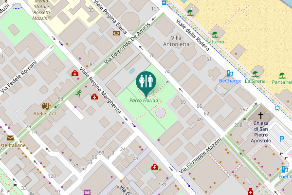 Map showing location of Pescara Toilet