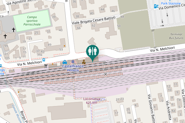 Map showing location of Via N. Melchiori Toilet