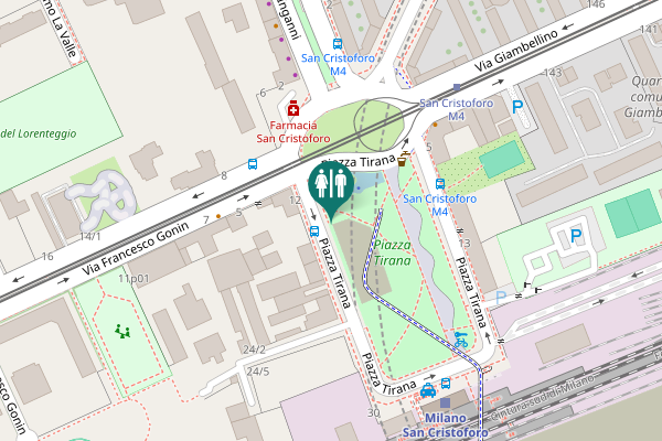 Map showing location of Piazza Tirana 16 Toilet