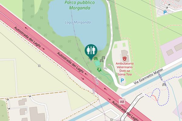 Map showing location of Autostrada dei Laghi Toilet