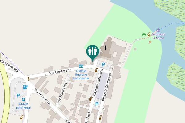 Map showing location of Piazzale Santuario Toilet