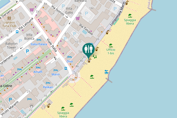 Map showing location of Lungomare Marin 36 Toilet