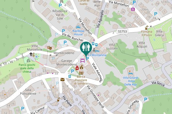 Map showing location of Piazza Ingegner Pietro Pensa Toilet