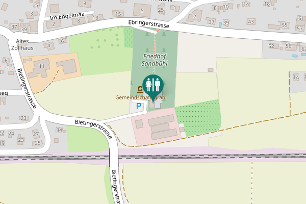 Map showing location of Bietingerstrasse Toilet