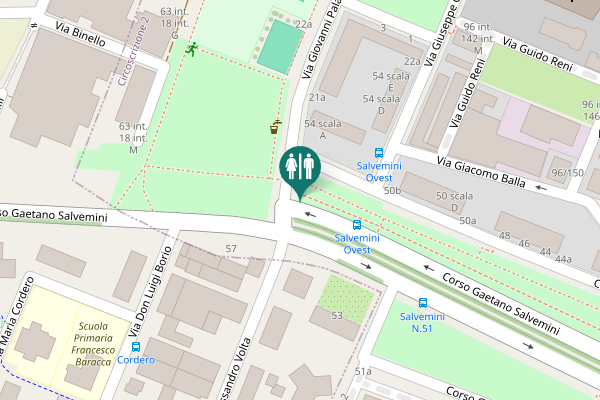 Map showing location of Corso Gaetano Salvemini Toilet